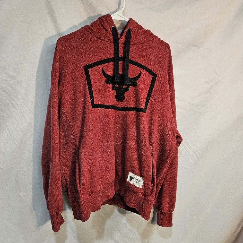 Under Armour Project Rock Hoodie Sweatshirt Dwayne Johnson Red Size Large
